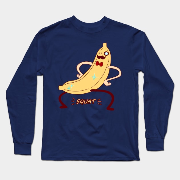 Dapper Banana Squat Long Sleeve T-Shirt by saradaboru